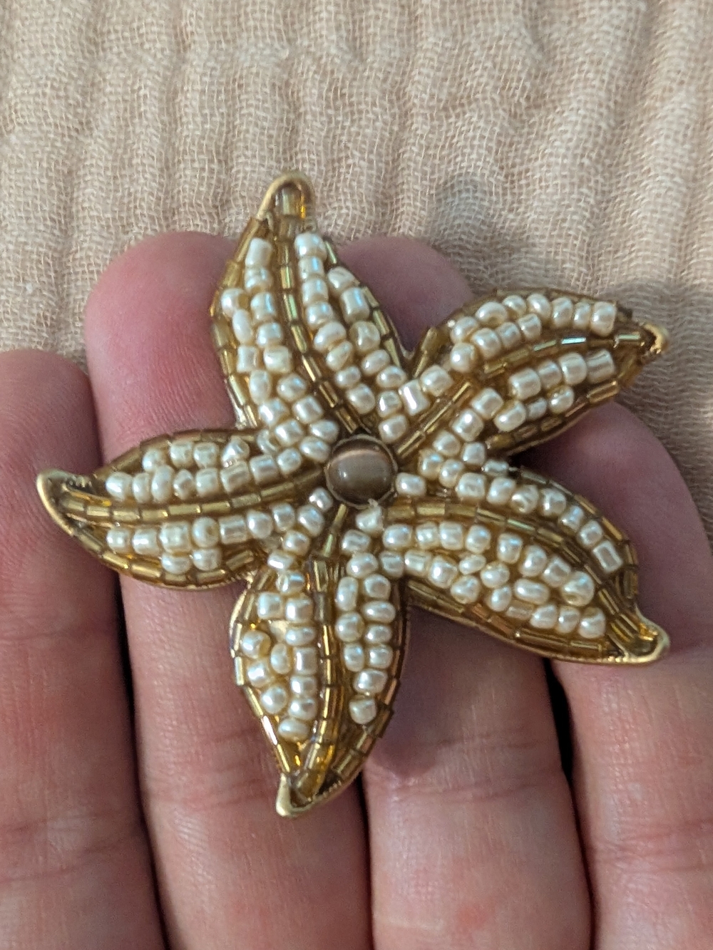Gold and Pearl Starfish Brooch - Women Jewelry